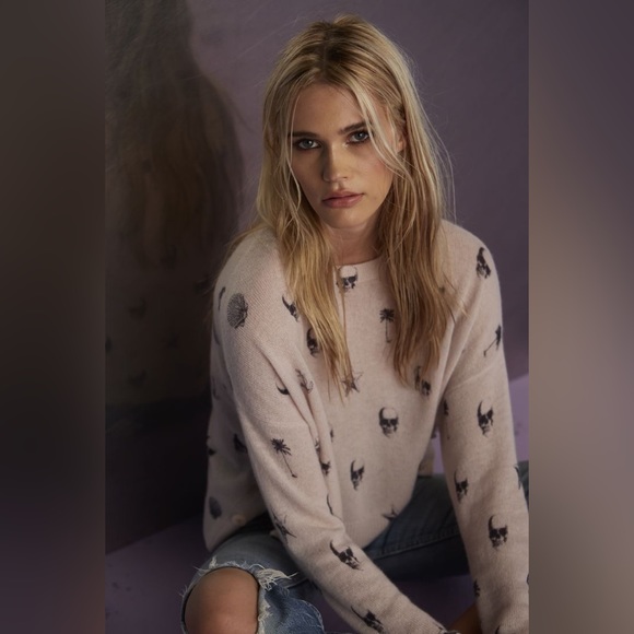 Skull Cashmere Sweaters - Skull Cashmere Lotta Skull Print Cashmere Sweater Size Small